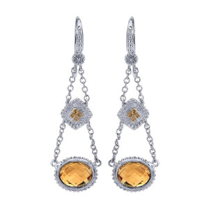 Gabriel Fashion Silver / 18 Karat Two-Tone Roman Drop Earrings EG10937MYJCT