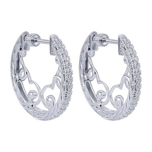 Gabriel Fashion 14 Karat Hoops Fancy Earrings EG12087W45JJ