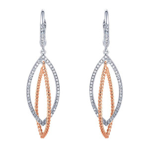 Gabriel Fashion 14 Karat Two-Tone Hampton Diamond Drop Earrings EG11376T45JJ