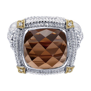 Gabriel Fashion Silver / 18 Karat Two-Tone Roman Ladies' Ring LR5510MY4SQ