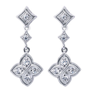 Gabriel Fashion 14 Karat Victorian Drop Earrings EG10824W45JJ