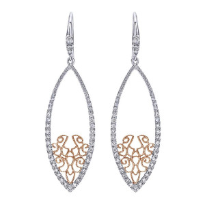 Gabriel Fashion 14 Karat Two-Tone Lace Drop Earrings EG11939T45JJ
