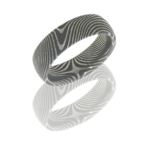 Lashbrook D6DFLATTWIST ACID Damascus Steel Wedding Ring or Band