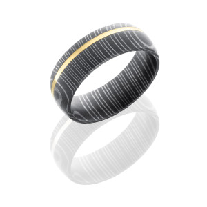 Lashbrook D7D11OC-14KY Acid Damascus Steel Wedding Ring or Band