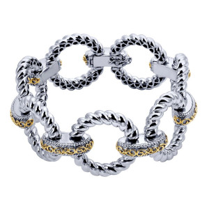 Gabriel Fashion Silver / 18 Karat Two-Tone Byblos Tennis Bracelet TB2708MYJJJ
