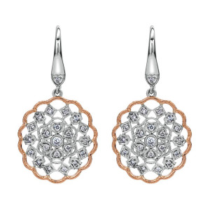 Gabriel Fashion 14 Karat Two-Tone Lace Drop Earrings EG11960T45JJ