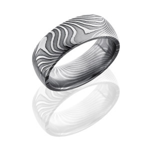 Lashbrook D8DFLATTWIST ACID Damascus Steel Wedding Ring or Band