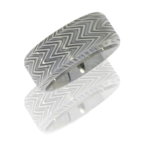 Lashbrook D9BZEBRA POLISH Damascus Steel Wedding Ring or Band