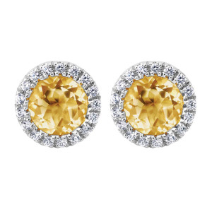 Gabriel Fashion 14 Karat Color Solitaire Stud Earrings EG11000W45CT