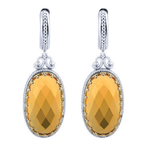 Gabriel Fashion Silver / 18 Karat Two-Tone Roman Drop Earrings EG11086MYJCT