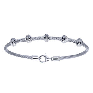 Gabriel Fashion Silver Two-Tone Hampton Stainless Steel Bangle Bracelet TB2687MX5JJ