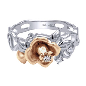 Gabriel Fashion 14 Karat Two-Tone Floral Ladies' Ring LR5083T45JJ