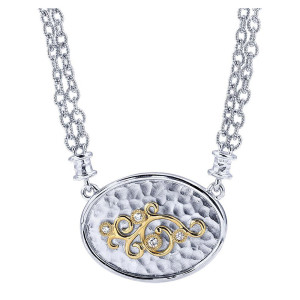 Gabriel Fashion Silver / 18 Karat Two-Tone Byblos Necklace NK2947MY5JJ