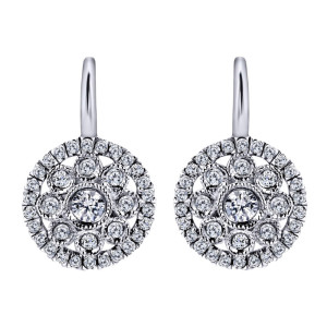 Gabriel Fashion 14 Karat Clustered Diamonds Leverback Earrings EG12663W45JJ