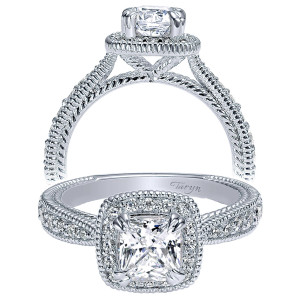 Taryn 14k White Gold Cushion Cut Halo Engagement Ring TE10501W44JJ
