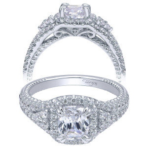 Taryn 14k White Gold Cushion Cut Halo Engagement Ring TE10748W44JJ