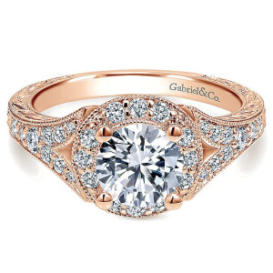 Gabriel 14 Karat Round Halo Engagement Ring ER11599R4K44JJ