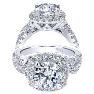 Taryn 18k White Gold Round Halo Engagement Ring TE11991R8W83JJ