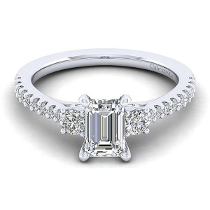 Gabriel 14 Karat Emerald Cut 3 Stone Engagement Ring ER12247W44JJ