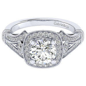 Gabriel 14 Karat Round Halo Engagement Ring ER12442W44JJ