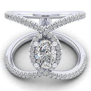 Gabriel 14 Karat Oval Halo Engagement Ring ER12644O4W44JJ