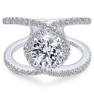 Gabriel 14 Karat Round Halo Engagement Ring ER12645R4W44JJ