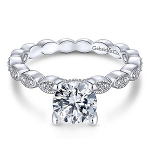 Gabriel 14 Karat Round Diamond Engagement Ring ER13910R4W44JJ