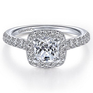 Gabriel 14 Karat Cushion Cut Halo Engagement Ring ER14102W44JJ