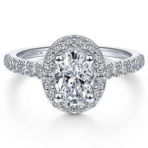 Gabriel 14 Karat Oval Halo Engagement Ring ER14103W44JJ