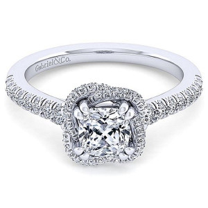 Gabriel 14 Karat Cushion Cut Halo Engagement Ring ER14412C4W44JJ