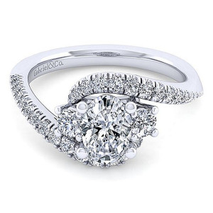 Gabriel 14 Karat Oval 3 Stone Engagement Ring ER14465O4W44JJ