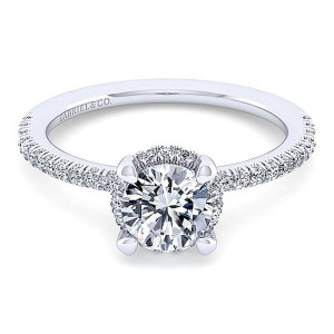 Gabriel 14 Karat Hidden Halo Round Diamond Engagement Ring ER14719R4W44JJ