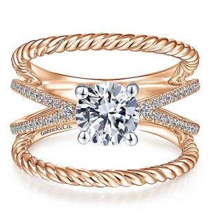 Gabriel 14K White/Rose Gold Round Diamond Engagement Ring ER14841R4T44JJ