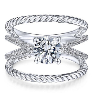 Gabriel 14 Karat Round Diamond Engagement Ring ER14841R4W44JJ