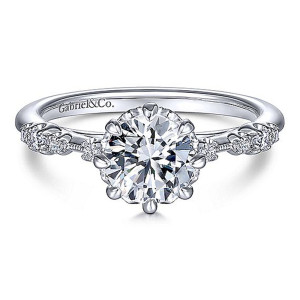 Gabriel 14 Karat Round Diamond Engagement Ring ER15194R4W44JJ