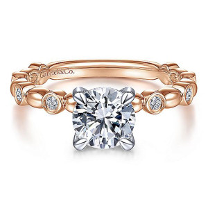 Gabriel 14K White/Rose Gold Round Diamond Engagement Ring ER15205R4T44JJ