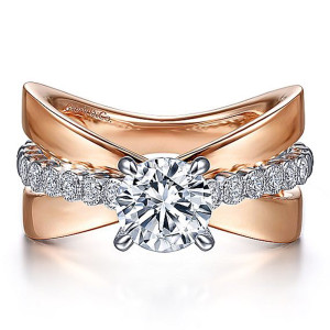 Gabriel 14K White/Rose Gold Round Diamond Engagement Ring ER15398R4T44JJ