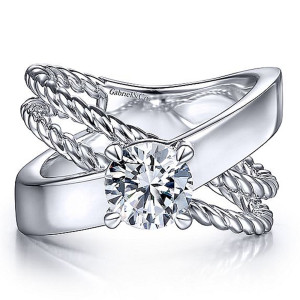 Gabriel 14 Karat Round Diamond Engagement Ring ER15401R4W4JJJ