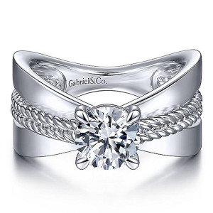 Gabriel 14 Karat Round Diamond Engagement Ring ER15402R4W4JJJ