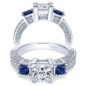Taryn 14k White Gold Round 3 Stone Engagement Ring TE3891W44SA