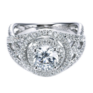 Gabriel - Cosmina 14 Karat Round Double Halo Engagement Ring ER5358W44JJ