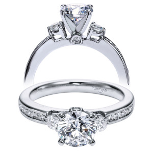 Taryn 14k White Gold Round 3 Stone Engagement Ring TE5738W44JJ