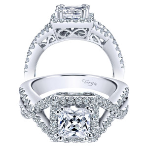 Taryn 14k White Gold Princess Cut Halo Engagement Ring TE5795W44JJ