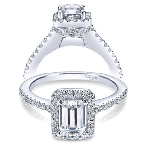 Taryn 14k White Gold Emerald Cut Halo Engagement Ring TE5822W44JJ
