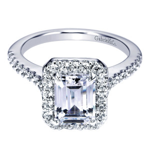 Gabriel - Kelsey 14 Karat Emerald Cut Halo Engagement Ring ER5823W44JJ