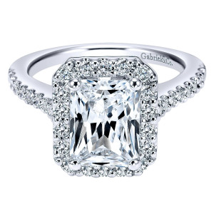 Gabriel - Kelsey 14 Karat Emerald Cut Halo Engagement Ring ER5824W44JJ