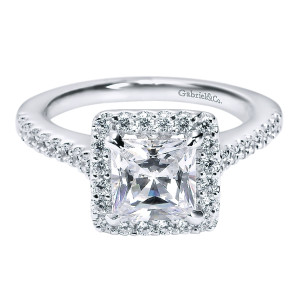 Gabriel - Lindsey 14 Karat Princess Cut Halo Engagement Ring ER5826W44JJ
