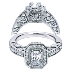 Taryn 14k White Gold Emerald Cut Halo Engagement Ring TE5858W44JJ