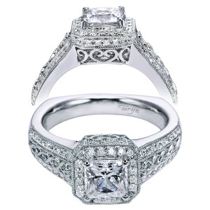 Taryn 14k White Gold Princess Cut Halo Engagement Ring TE5949W44JJ