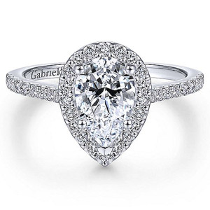 Gabriel 14 Karat Pear Shape Halo Engagement Ring ER6419P4W44JJ